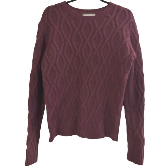 ruby moon Sweaters - Anthropologie Ruby Moon Maroon Cable Knit Wool Blend Crew Neck Sweater Large